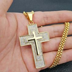 Large Cross Pendant Necklaces is classified as Hip Hop Style Jewelry , or as Trendy style Jewelry , and adorns Unique. Hip Hop Necklace looks gorgeous, that stands out from the crowd. Gold Color is a chic and classic choice, that complements every skin tone beautifully. TJ(trendyjewelrys.com) is your premier shopping destination to discover necklaces, bracelets, rings and earrings for jewelry, for gifts. With hundreds of stylish options to choose from modern and vintage styles to fine jewelry an Jewelry Dropshipping, Glamour Jewelry, Punk Accessories, Detailed Necklace, Pendants Necklaces, Hip Hop Style, Christian Jewelry, Hip Hop Jewelry, Cross Pendant Necklace