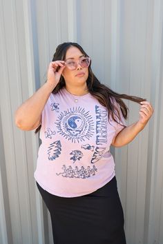 Grateful Dead Purple Haze Graphic Tee This tee has a unisex fit Super soft, vintage-feel fabric Small: 2-4, Medium: 6-8, Large: 10-12, XL: 14-16, 2X: 18-20 Elle and Felicia are wearing the 2X B1.3 Everyday Printed Graphic Tee Tops, Everyday Printed Graphic Tee, Printed Graphic Tee For Everyday, Everyday Short Sleeve Printed Tops, Everyday Printed Short Sleeve Tops, Everyday Relaxed Fit Printed T-shirt, Everyday Printed Relaxed Fit T-shirt, Everyday Printed Tops With Short Sleeves, Shoe Warehouse