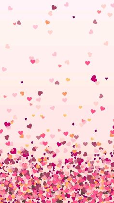 many hearts floating in the air on a pink background