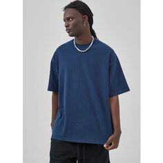 275g Washed Distressed Oversized Basic Tee  Material: 100%Cotton  Size: S, M, L, XL ,2XL Color: Dark Green, Blue, Gray, Apricot,  Season: Spring, Fall, Summer  Occasion: Leisure, Outdoor, Daily, Vacation, Fall Outfits, Summer Outfits Oversized Blue T-shirt With Drop Shoulder, Oversized Blue T-shirt For Everyday, Blue Cotton Drop Shoulder T-shirt, Oversized Blue Solid Color Top, Relaxed Blue Crew Neck T-shirt, Oversized Solid Blue Top, Oversized Blue Drop Shoulder T-shirt, Oversized Blue T-shirt For Streetwear, Blue Relaxed Fit T-shirt