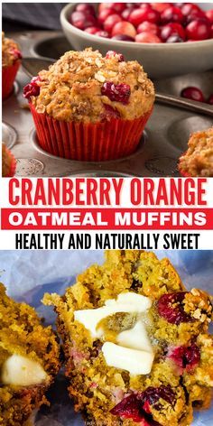 cranberry orange oatmeal muffins are healthy and naturally sweet