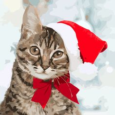 a cat with a santa hat on its head