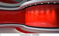 an abstract red and white background with spotlights on the wall, 3d rendering image