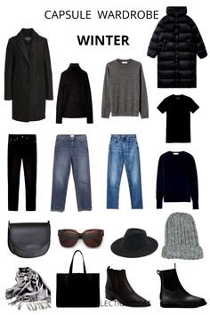 10 Item Wardrobe Winter, Staple Winter Wardrobe Pieces, Winter Weekend Capsule Wardrobe, Practical Winter Outfits, Black And White Capsule Wardrobe, Winter Capsule Wardrobe 2022, Minimalism Wardrobe, Minimal Winter Outfit, Winter Clothes Women Casual