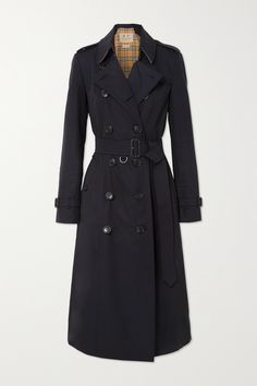 Burberry's 'Chelsea' trench coat is named after one of the most affluent neighborhoods in London. Tailored for a slim fit in a longline silhouette, this style is made from organic cotton-gabardine and accented with all the signature details, including horn buttons, epaulettes and the iconic checked lining. Burberry Long Trench Coat, Burberry Women Trenchcoat, Burberry Kensington Trench Coat, Burberry Waterloo Trench Coat, Burberry Trench Coat Black, Winter Coat Trends, Longline Trench Coat, Burberry Outfit, Burberry Coat