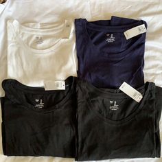 Nwt. Bundle Of 4 Gap T-Shirt’s. Short Sleeve. Two Black, One White And One Navy. Favorite Crew Style. Each Tag Is $16.99. Can Sell Separately If Requested. Size Large. Cheap Gap Button-up Shirt, Maternity Graphic Tees, Aztec Shirt, Black Short Sleeve Shirt, Oversized Graphic Tee, Gap Shorts, Purple Shorts, Orange Shirt, Floral Print Shirt