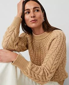 Weekend Cable Chunky Neck Sweater | Ann Taylor Cable Knit Jumper, Denim Gift, Crew Neck Jumper, Summer Accessories, Petite Maternity, Knit Jumper, Polished Look, Winter Wardrobe