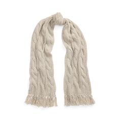 Knit with a soft blend of merino wool and cashmere yarns this scarf features Ralph Lauren’s signature cable motif and is accented with knotted fringe edges. Knotted Fringe, Cashmere Yarn, Fringe Scarf, S Signature, Cable Knit, Merino Wool, Cashmere, Cable, Ralph Lauren