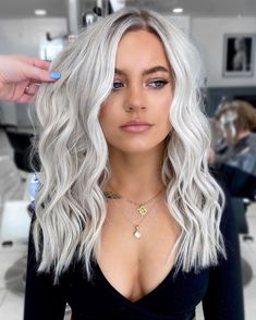 Icy Blonde // ig: daisy_goord Icy Blonde Hair, White Blonde Hair, Blond Balayage, Silver Blonde, Hair Done, Platinum Hair, Hair Color Purple