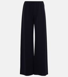 Gala cady wide-leg pants in black - The Row | Mytheresa Viscose Wide-leg Pants With Elastic Waistband, Formal Viscose Wide-leg Pants, Elegant Wide Leg Viscose Bottoms, Viscose Wide-leg Pants For Formal Occasions, Viscose Wide Leg Pants For Work, Viscose Wide Leg Pants With Elastic Waistband, Elegant Black Wide Leg Viscose Pants, Chic Full-length Wide Leg Viscose Pants, Viscose Evening Trousers