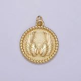 Mini Angel Wing Charm Round Gold Filled Disc Charm E-713 | DLUXCA Mini Angel, Excessive Sweating, Beads Charms, Keep Jewelry, Gold Coins, Stylish Jewelry, Semi Precious Gemstones, Jewelry Findings, Primary Color