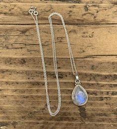 Sterling silver teardrop rainbow moonstone necklace Moonstone Teardrop Necklace, Plain Silver Rings, Rainbow Moonstone Necklace, Aqua Chalcedony, June Birthstone, Teardrop Necklace, Moonstone Necklace, Necklace Boho, Moonstone Pendant