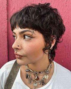 Curly Shag Pixie Haircut, Shaggy Mohawk, Undercut Mullet Women, Pixie Mullet Curly, Mullet Shag Haircut, Choppy Mullet, Soft Mullet Short, Shaggy Pixie Mullet, Queer Mullet