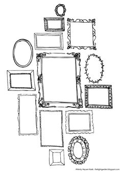 an assortment of frames and pictures to color