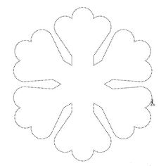 a flower cut out into the shape of a circle with dotted lines on each side