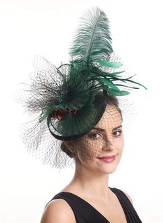 PRICES MAY VARY. Material:Mesh, Organza, Feathers,Comes with a Headband and a Crocodile Clip.100% Handmade Women's Fasciantor. It's Round Base and Slip-on Headband will Allow you to Look Flawless and Enjoy any Event with Ease! It is Lightweight Comfortable also Easy to Wear.Wear this fancy hat to the Kentucky Derby race and dazzle everybody's eyes. Beautiful Lightweight Handmade cocktail Fascinator Hat with Veil and Feathers Which Clips to Secure it to The Hair easily.It Can Be for Any Season. T Flower Veil Wedding, Emerald Green Fascinator Hat, Red Feathered Fascinator For Wedding, Kentucky Derby Tea Party, Formal Red Feathered Hat, Elegant Red Fascinator With Feather Trim, Derby Tea Party, Red Feathered Fascinator Hat, Tea Hat