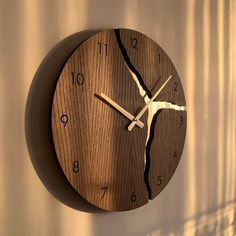 Mercer41 Sharis Wall Clock | Wayfair Modern Wall Clock Design, Wood Clock Design, Wood Minimalist, Minimalist Wall Clock, Rustic Wood Crafts, Wooden Clocks, Fancy Glasses, Minimalist Wall Clocks, Roman Numbers