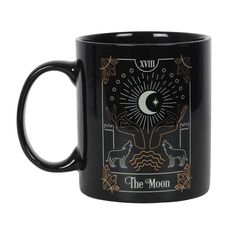 11 oz Ceramic Tarot Card Mug - The Moon - Magick Magick.com The Moon Illustration, Tarot Card Designs, Penny Crafts, Traditional Tarot Cards, Spooky Kitchen, The Moon Tarot Card, Tarot Gifts, The Moon Tarot, Moon Illustration