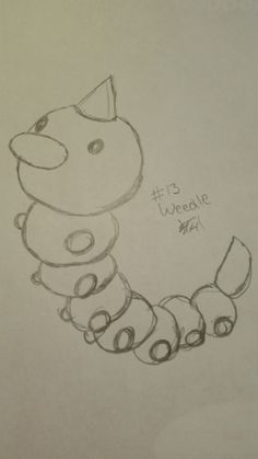 a drawing of a caterpillar with the words weedle on it's side