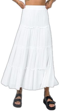 Solid Color Flowy Beach Skirt, Flowy Solid Color Beach Skirt, Solid Color Tiered Skirt For Summer, Flared Skirt For Vacation, Solid Color Midi Skirt For Beach, Flowy Tiered Beach Skirt, Solid Color Tiered Gathered Skirt, Pleated Maxi Skirt For The Beach, Beach Flowy Tiered Skirt