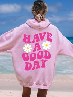 Spread a Positive Message of Kindness with this cute Have A Good Day Hoodie! This Preppy Positive Sweatshirt is super comfy! Size up for a Trendy Oversized Look! ♥ Hello and Welcome to Meaningful Tees Shop! ♥ Printed on the most popular Unisex Hoodie, the Gildan 18500 is 50% Cotton / 50% Poly. The soft fleece lining makes it super Comfy and is sure to become your new favorite! ♥ All of our items are made to order with care for each customer : ) ♥ Please allow 3-7 BUSINESS days (usually 3-5) for Cute Letter Print Hoodie For Loungewear, Pink Slogan Hoodie With Crew Neck, Cute Hoodie Sweatshirt For Loungewear, Cute Oversized Hoodie For Loungewear, Pink Trendy Hoodie With Letter Print, Trendy Pink Hoodie With Letter Print, Cute Hoodie Sweatshirt With Letter Print, Cute Oversized Hoodie With Letter Print, Cute Pink Hoodie For Loungewear