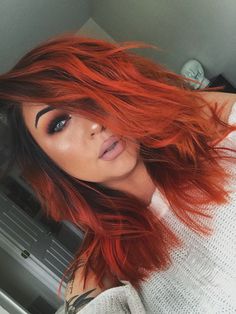 Fire Ombre Hair, Hair Color For Fall, Orange Ombre Hair, Orange Hair Dye, Sunset Hair, Fall Hair Color Ideas