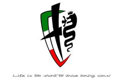 a logo with the words life is too awful to drive boring cars