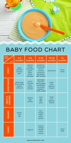 a baby food chart is shown on the table