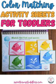 the color matching activity sheets for toddlers with pictures of fish and waves on them