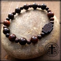 Dark Wood Rosary Bracelet Jujube Tree, Combat Rosary, Rugged Rosary, Wood Roses, Paracord Rosary, Catholic Bracelet, Faith Jewelry, Rosary Bracelet, Saints Medals