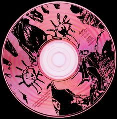 a pink cd with black and white images on it