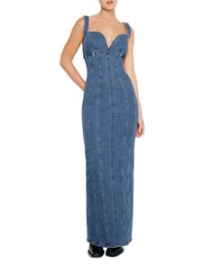 Good American Denim Corset Maxi Dress Corset Maxi Dress, Denim Corset, American Denim, Black B, Sweetheart Neck, Good American, Womens Maxi Dresses, Floor Length, In Store