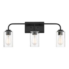 Logan 3-Light Matte Black Bath Bar Vanity Light - Super Arbor Matte Black Bathroom Vanity, Black Bathroom Vanity Light, Farmhouse Vanity Lights, Bathroom Wall Lighting, Industrial Vanity, Vanity Lights Bathroom, Vanity Light Bar, Black Vanity Light, Contemporary Vanity