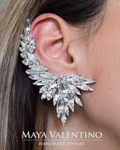 "Gold ear cuff, Cuff earrings, Ear cuff, Ear Cuffs, Ear climber, Ear cuff gold, Bridal earrings, Statement earrings, Swarovski earrings, Gift Amazing special large abstract crystal ear cuff earrings, definitely one of my best designs, we sure that you will grab a lot of positive compliments and definitely will upgrade any out fit. Designed and created by Maya Valentino & Co. All right reserved. Embellished with lovely sparkling crystals from Swarovski! 💜Left or right option automatically co Rose Gold Ear Cuff, Climbing Earrings, Crystal Cluster Earrings, Champagne Earrings, Crystal Ear Cuff, Silver Ear Climbers, Ear Cuff Earrings, Ear Crawler, Ear Crawler Earrings