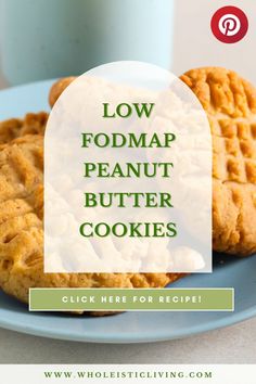 low fodmap peanut butter cookies on a blue plate