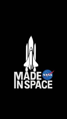 the logo for nasa made in space, with an image of a rocket on it