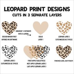 leopard print designs cut in 3 separate layers to make the heart shape for each other