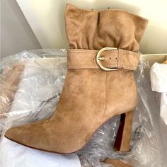 Bnib Joie “Alby” Ankle Pointed Toe Boots. In Suede Leather Camel Color Size 37 Designer Ankle Strap Boots For Fall, Chic Suede Ankle Strap Boots, Chic Ankle Strap Beige Boots, Beige Ankle Strap Boots For Fall, Chic Beige Ankle Strap Boots, Elegant Beige Ankle Strap Boots, Suede Boots With Reinforced Heel And Ankle Strap, Chic Beige Boots With Buckle Closure, Pointed Toe Boots