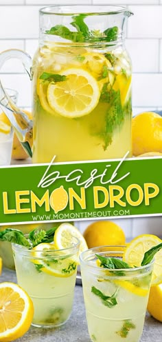 the lemon drop recipe is ready to be eaten and served in glasses with minty garnish