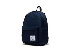 Herschel Supply Co. Classic Backpack - Backpack Bags : Navy : The primary materials that compose this product contain a minimum of 20 percent recycled content. Feel free while commuting with your essentials for everyday work by getting Herschel Supply Co. Classic Backpack. EcoSystem 600D fabric construction made from recycled post-consumer water bottles. Large main compartment. Top handle. Adjustable shoulder straps. Zippered closures with Prusik cord pulls. Front zippered pocket. Branding label Navy Blue Backpack, Navy Backpack, Fabric Construction, School Related, Back Bag, Blue Back, Herschel Supply Co, Classic Backpack, Herschel Supply