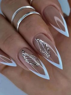 Nail Tape, Silver Nails, Stick On Nails, False Nail, Nail Polishes, Artificial Nails, Stiletto Nails