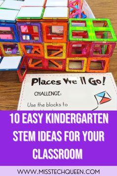 Are you looking for fun, hands-on ways to incorporate STEM into your kindergarten classroom? I got you covered! In this blog, I highlight 10 super easy kindergarten STEM activities your students will love! Some of the activities included are using Lego blocks, kindergarten STEM for the holidays, building a birdhouse, measuring challenges, and much more! These are perfect ideas for introducing the world of STEM to your kindergarten students in a fun and simple way! #MissTechQueen Simple Stem Activities For Kindergarten, Playground Stem Activities, Steam Challenges Kindergarten, Stem Games For Kindergarten, Steam Projects For Kindergarten, Tk Stem Activities, Kindergarten Makerspace Ideas, Stem Challenges For Kindergarten