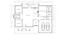 the floor plan for a house with two car garages and an attached living area