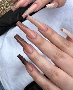 Brown Acrylic Nails, Long Nail Designs, Colored Acrylic Nails, Long Square Acrylic Nails, Unique Acrylic Nails, Square Acrylic Nails, Pretty Acrylic Nails, Chic Nails