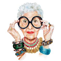 an older woman with glasses and jewelry on her face