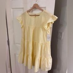 Yellow Mini Dress From Sadie And Sage. Never Worn. It’s Just Sitting In My Closet. It Was Gifted Tiered Cotton Dresses For Daytime, Sage Dresses, Sage Dress, Yellow Mini Dress, Yellow Dress, My Closet, Colorful Dresses, Mini Dress, Womens Dresses