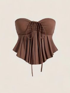 Casual Vest, Brown Top, Strapless Tops, Womens Tie, Casual Tank Tops, Bandeau Top, Chic Woman, Lace Tops, Summer Tops