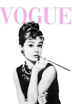 Pink Poster Aesthetic Vintage, Vogue Vintage Poster, Pink Magazine Covers, Vouge Poster Prints, Vogue Audrey Hepburn, Quotes Gossip Girl, Feminine Posters, Blair Gossip Girl, Audrey Hepburn Wallpaper