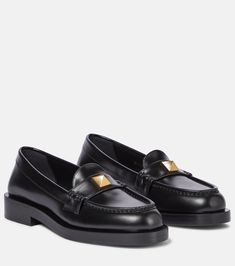 Roman Stud leather loafers in black - Valentino Garavani | Mytheresa Studded Loafers, Valentino Garavani Shoes, Valentino Black, Valentino Shoes, Black Loafers, Evening Shoes, Studded Leather, Penny Loafers, Leather Loafers