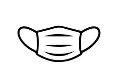 a black and white line drawing of a face mask